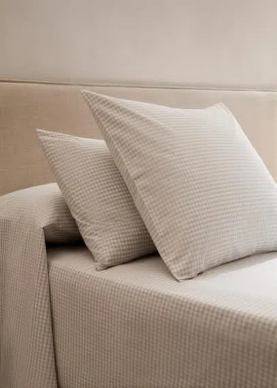 Mango Home Vichy Printed Pillowcase 50x75cm Beige In Neutral