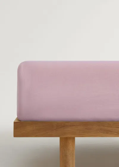 Mango Home Washed Cotton Double-stitched Fitted Sheet For Cot Lilac