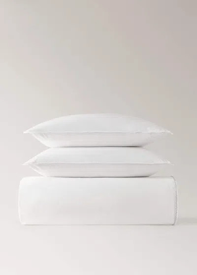 Mango Home Washed Cotton Percale Duvet Cover With Zigzag Stitching, Bed Size 180/200 Cm Off White