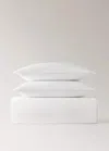 Mango Home Washed Cotton Percale Duvet Cover With Zigzag Stitching Queen Bed Off White