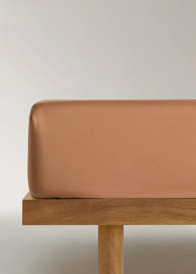 Mango Home Washed Cotton Satin Fitted Sheet King Bed Burnt Orange