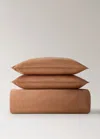 Mango Home Washed Satin Cotton Double-stitched Duvet Cover Queen Bed Burnt Orange