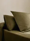 Mango Home Washed Satin Cotton Pillowcase With Double Stitching, 45x110 Cm Olive Green