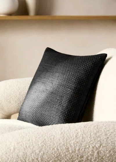 Mango Home Woven Paper Cushion Cover With Piping 45x45 Cm Black
