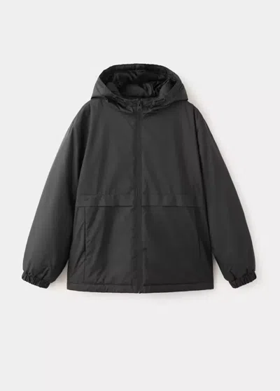 Mango Kids' Hood Puffer Coat In Black