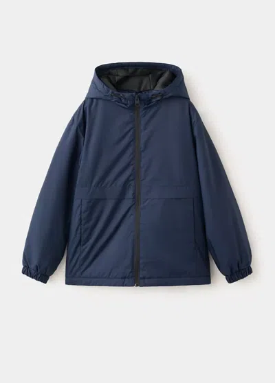 Mango Kids' Hood Puffer Coat In Blue