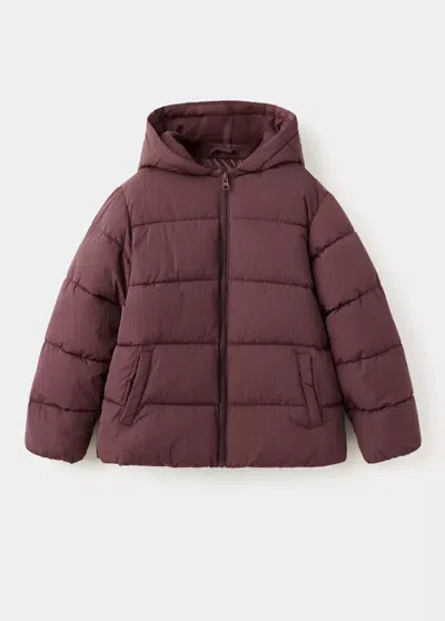 Mango Kids' Hood Puffer Coat In Purple