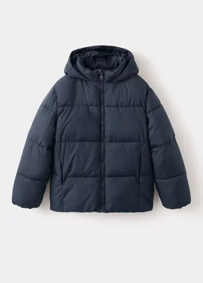 Mango Kids' Hood Puffer Coat In Blue
