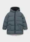 Mango Kids' Hood Quilted Coat Blue