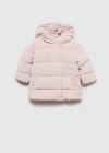 MANGO PADDED ANORAK WITH SHEARLING LINING PASTEL PINK