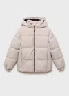 Mango Kids' Hood Quilted Coat Sand In Neutral