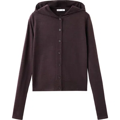 Mango Hooded Cardigan In Burgundy