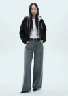 Mango Hooded Combination Jacket Black In Noir