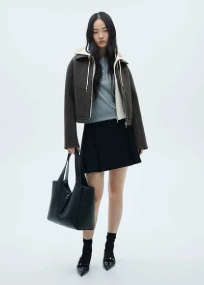 Mango Hooded Combination Jacket Grey In Gris