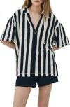 Mango Striped Cotton Terry Sweatshirt In Blue