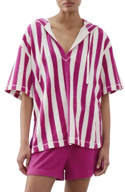 Mango Hooded Cotton Blend Pajama Shirt In Multi