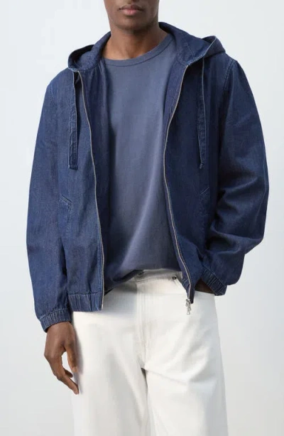 Mango Hooded Denim Jacket In Ink Blue