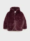 Mango Kids' Hooded Fur-effect Coat Wine In Brown