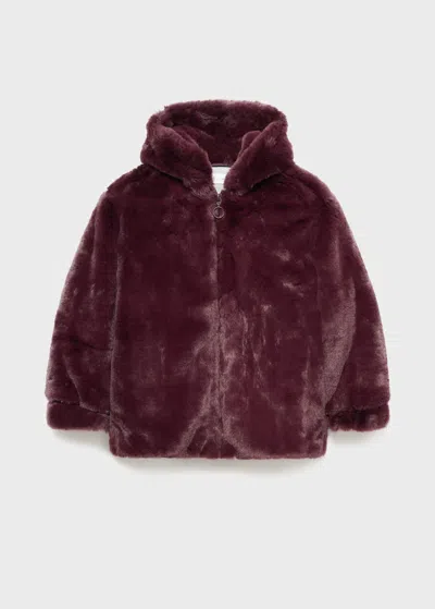 Mango Kids' Hooded Fur-effect Coat Wine In Brown