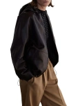 Mango Selection Hooded Leather Zip Jacket In Brown