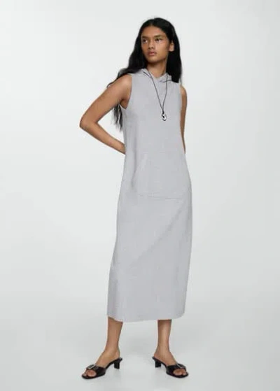 Mango Hooded Maxi-pocket Dress Grey