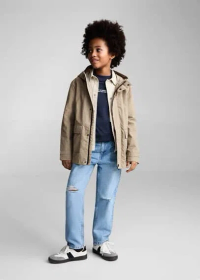 Mango Kids' Hooded Parka Sand