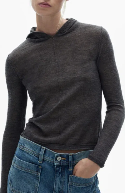 Mango Hooded Sweater In Charcoal