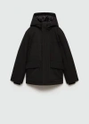 Mango Hooded Water-repellent Quilted Jacket Black In Black