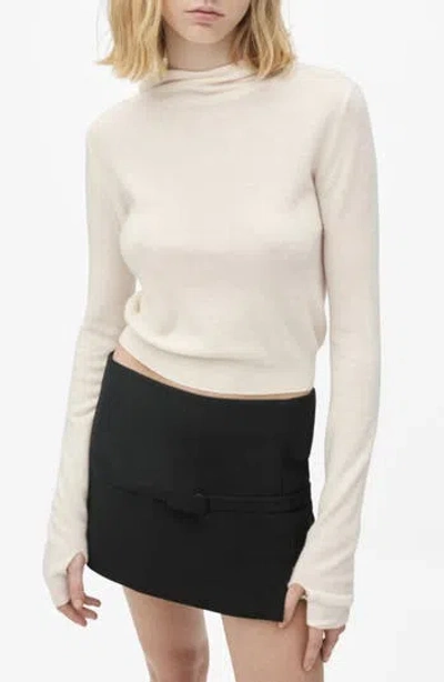 Mango Hooded Wool Sweater In Sand