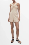 Mango Linen Jumpsuit With Hoop Detail Sand In Neutral