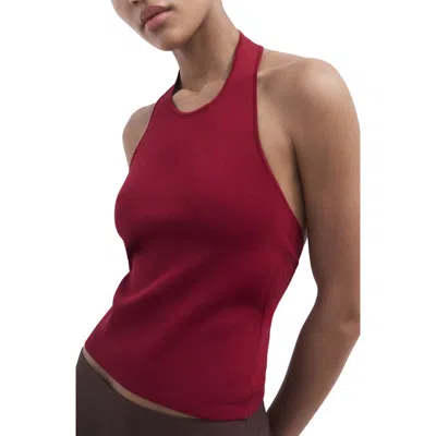 MANGO MANGO HOOP DETAIL RIB HALTER TOP