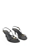 Mango Hoop Detail Slingback Kitten Heel Sandal In Black