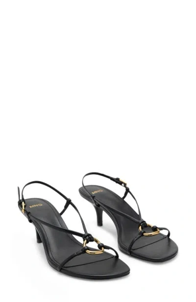 Mango Hoop Detail Slingback Kitten Heel Sandal In Black