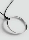 Mango Hoop Pendant Necklace Silver In Metallic