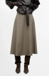 Mango Houndstooth A-line Skirt In Gray