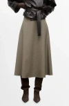 Mango Houndstooth A-line Skirt In Green