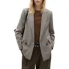 Mango Houndstooth Check Blazer In Gray