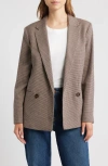 Mango Houndstooth Double Breasted Blazer In Brown