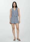 Mango Houndstooth Gilet Blue In Blue