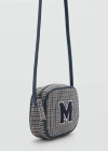 MANGO HOUNDSTOOTH PATTERN CONTRAST BAG GREY