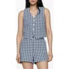 Mango Houndstooth Gilet Blue In Blue