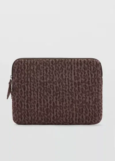 Mango Housse D'ordinateur Portable Matelassée Imprimée In Marron
