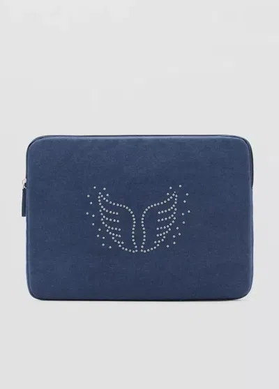 Mango Housse Ordinateur Portable Détail Strass In Bleu