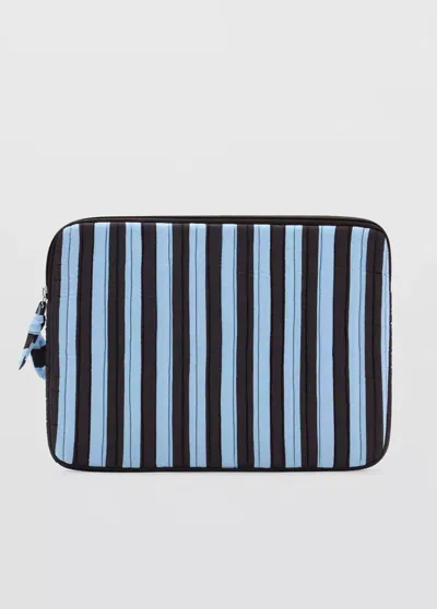 Mango Housse Pour Ordinateur Portable À Rayures In Bleu