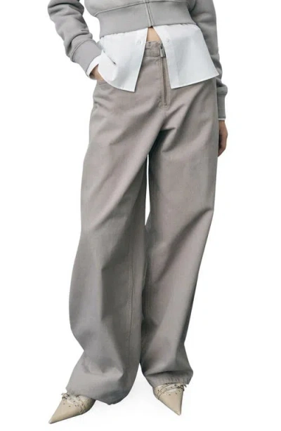 Mango Hunter Wide Leg Jeans In Grey