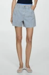 Mango Denim Crop Top Blue In Medium Blue