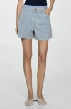 Mango Denim Crop Top Blue In Medium Blue