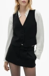 Mango Iguana Cotton Blend Vest In Black