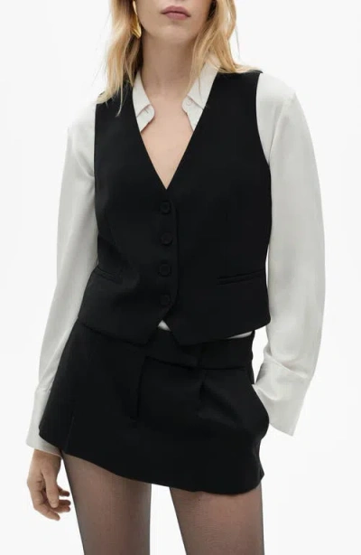 Mango Iguana Cotton Blend Vest In Black