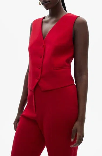 Mango Iguana Cotton Blend Vest In Red
